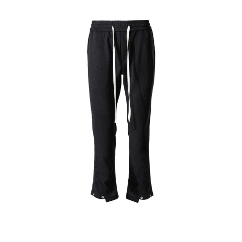 Casual solid color slight stretch drawstring button high street pants