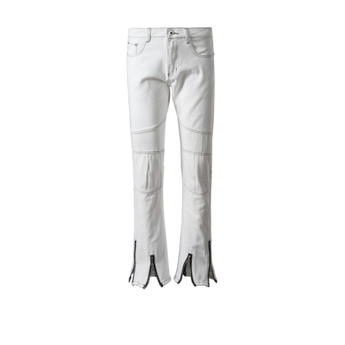 Stylish plus size non-stretch zip-up denim high street jeans
