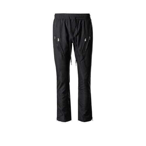 Stylish solid color non-stretch zip-up pocket drawstring high street pants