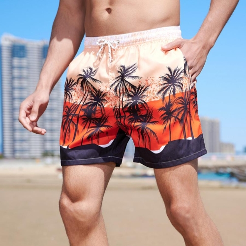 Casual plus size non-stretch 3 colors drawstring men beach shorts(with lined)