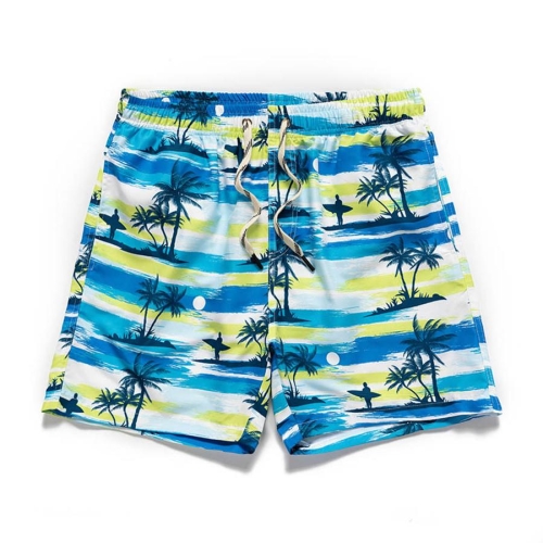 Casual plus size non-stretch coconut tree print men beach shorts#4#(with lined)