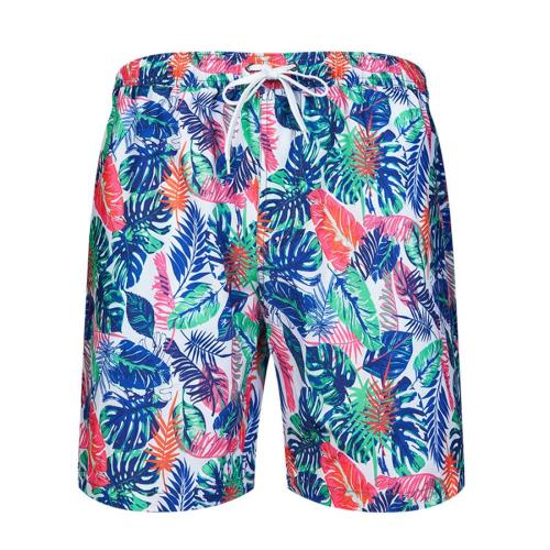 Casual plus size non-stretch leaf batch printing men beach shorts(with lined)#3#