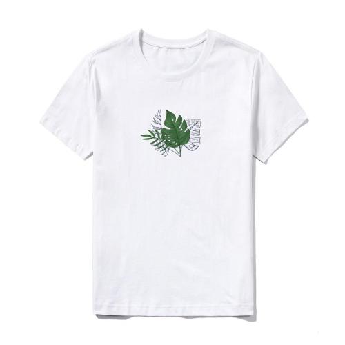 Casual plus size slight stretch leaf fixed printing men t-shirt