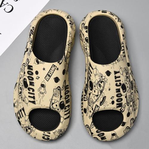 Stylish trend 3 colors letter print thick bottom comfortable slippers
