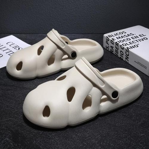 Stylish 3 colors thick bottom hollow soft non-slip men's slippers