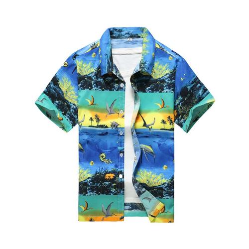 Stylish plus size seagull printing non-stretch loose shirt(no inside t-shirt)