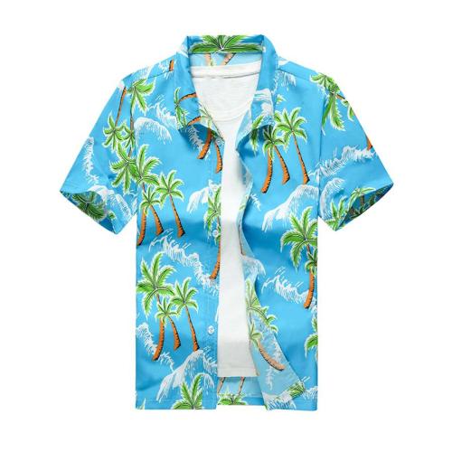 Casual plus size  coco print non-stretch loose beach shirt(no inside t-shirt)