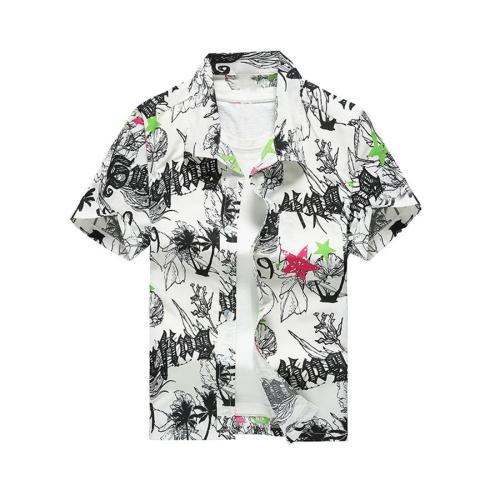Casual plus size  floral & star print non-stretch shirt(no inside t-shirt)
