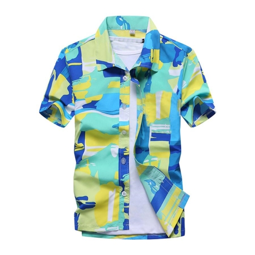 Casual plus size slight stretch batch print men shirts(no inside t-shirt)#1#