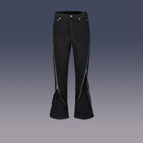 Stylish plus size high street non-stretch denim zip-up pocket jeans