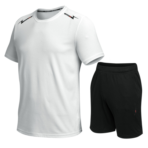 Casual plus size slight stretch letter print drawstring quick dry sports shorts set #1