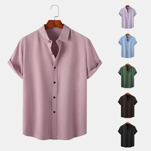 Casual plus size non-stretch 6 colors short sleeve men shirt