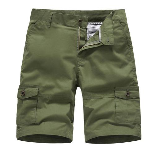 Casual plus size non-stretch zip-up multi-pocket men's cargo shorts