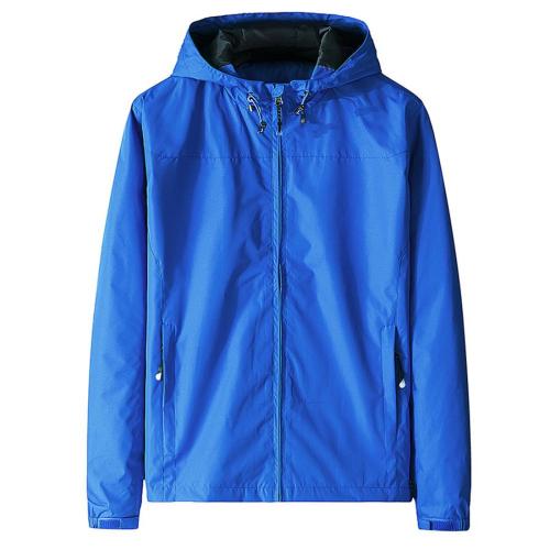Casual plus size non-stretch zip-up hooded windproof sports jacket