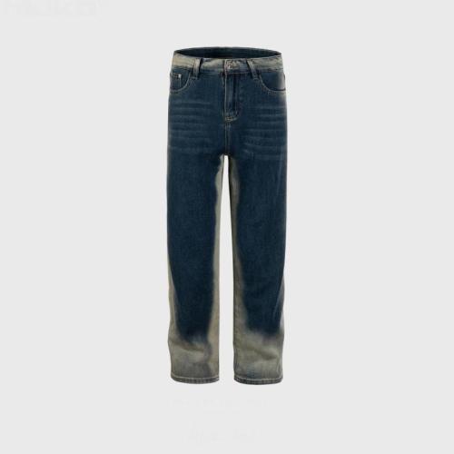 Stylish plus size slight stretch high street gradient jeans