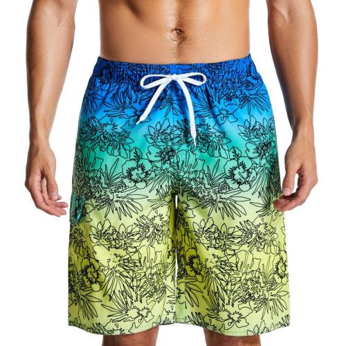 Beach style gradient color printing fast drying loose surfing shorts(with lined)