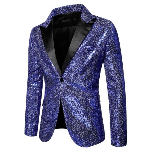 Stylish non-stretch 5-colors sequins pocket shoulder pad blazer
