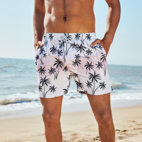 Plus size coconut batch printing lining breathable quick dry beach shorts