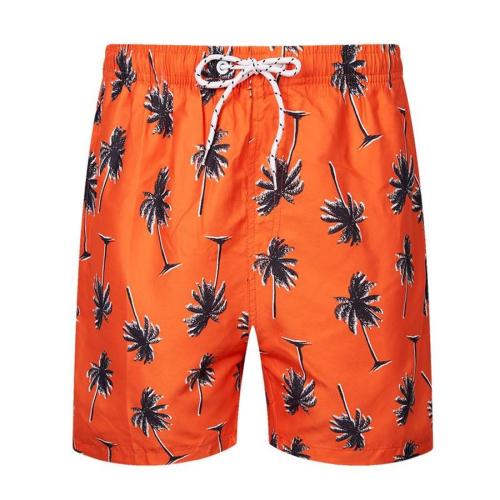 Plus size coconut batch printing lining orange quick dry beach shorts#4