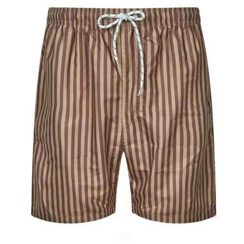 Casual simple non-stretch striped printing pocket lining beach shorts