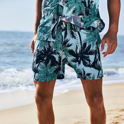 Casual simple non-stretch coconut batch printing pocket lining beach shorts#1