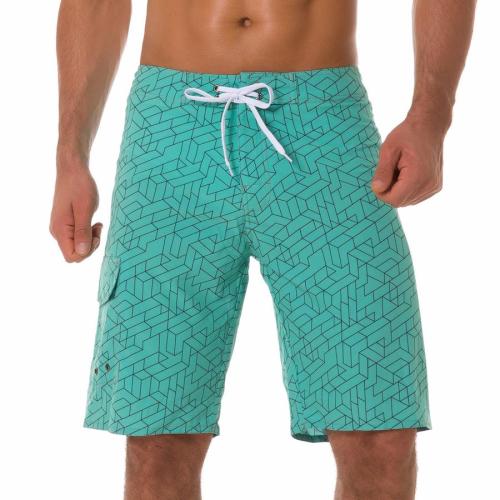 Plus size geometric printing non-stretch quick dry surfing shorts(with lined)