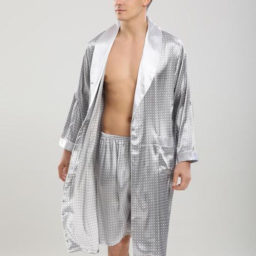Plus size satin flower batch printing pocket belt robe shorts sets loungewear