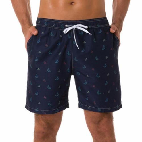 Plus size non-stretch shark batch printing quick dry surfing shorts(with lined)