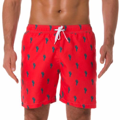 Plus size non-stretch cactus batch printing quick dry surfing shorts(with lined)
