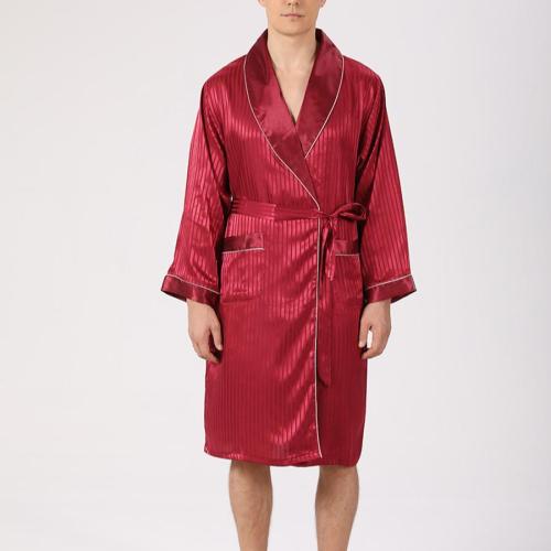 Plus size satin pinstripe printing pocket belt robe shorts sets loungewear