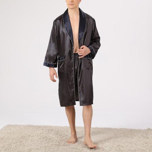 Plus size satin pocket belt dots batch printing robe shorts sets loungewear