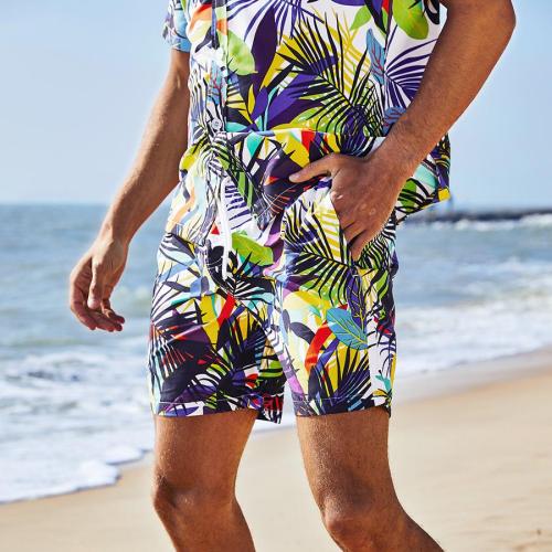 Casual stylish multicolor batch printing pocket lining beach shorts#3