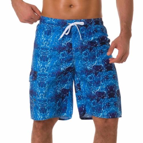 Plus size non-stretch printing tie-waist quick dry surfing shorts(with lining)