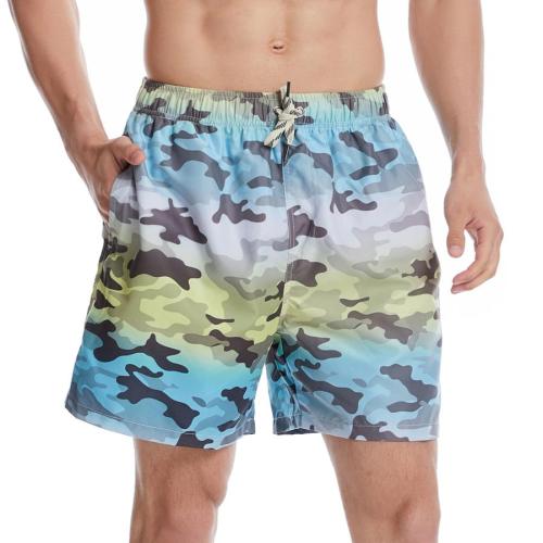 Beach non-stretch camo printing tie-waist surfing quick dry shorts(with lined)