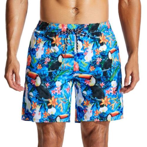 Beach xxs-xl non-stretch bird and flower printing surfing shorts(with lined)