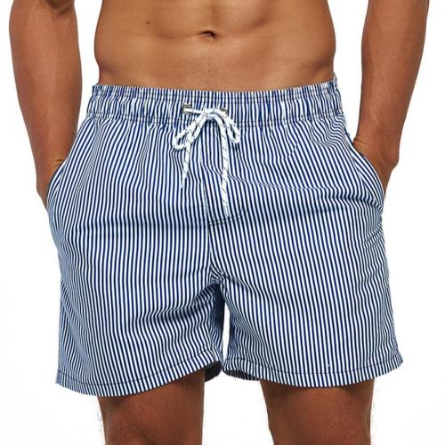 Beach plus size non-stretch stripe printing tie-waist surfing shorts(with lined)