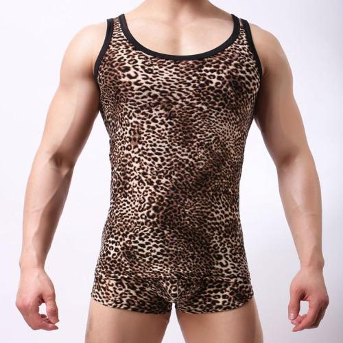 Stylish slight stretch leopard batch printing vest size run small(only vest)