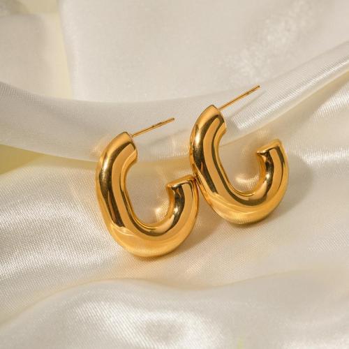 One pair stainless steel simple round tube u shape earrings(length:3.3cm)