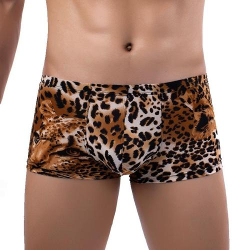 Sexy plus size slight stretch stylish tiger batch printing low waist trunks