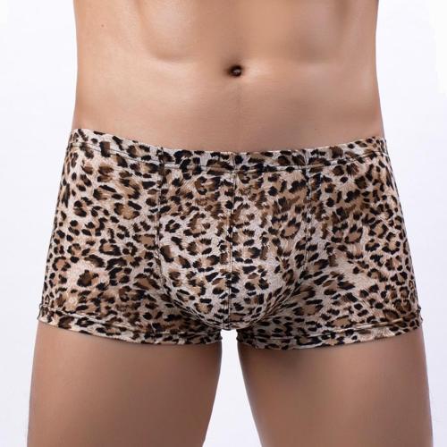 Sexy plus size slight stretch stylish leopard batch printing low waist trunks