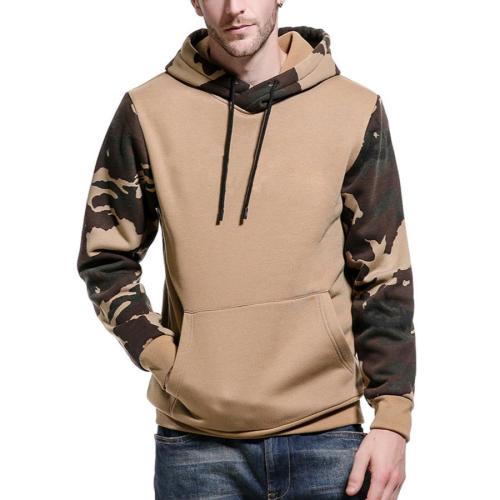 Casual plus size slight stretch camo batch printing pocket hooded sweatshirts