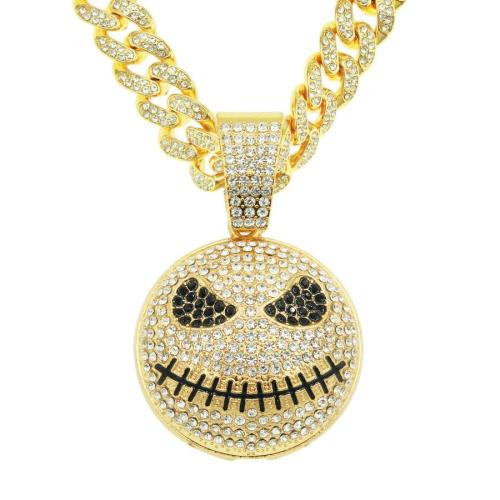 One pc full rhinestones decor grimace monster pendant necklace(length:50cm)