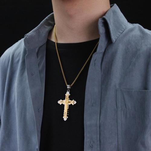 One pc stainless steel fashion hip hop cross pendant necklace(length:55cm)