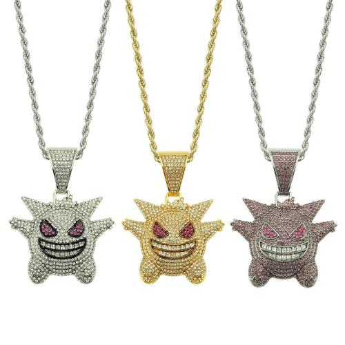 One pc full rhinestones decor pet elf pendant necklace(length:60cm)