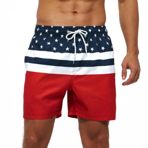 Beach plus size non-stretch american flag print surfing beach shorts with lined