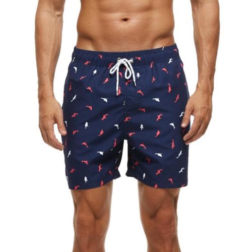Beach plus size non-stretch fish print surfing beach shorts with lined