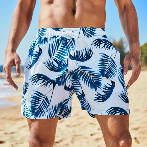 Plus size non-stretch pocket quick-dry printing mid-waist board shorts