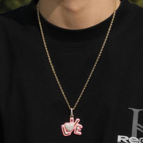 One pc stainless steel hip hop luminous pendant necklace (length:60cm)