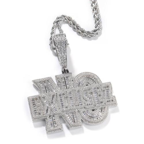 One pc hip hop rhinestone stainless steel letter necklace(length:60cm)
