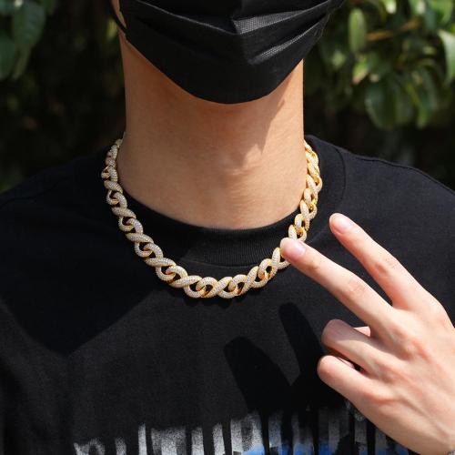 One pc hip hop cross hollow rhinestone necklace(length:41cm)